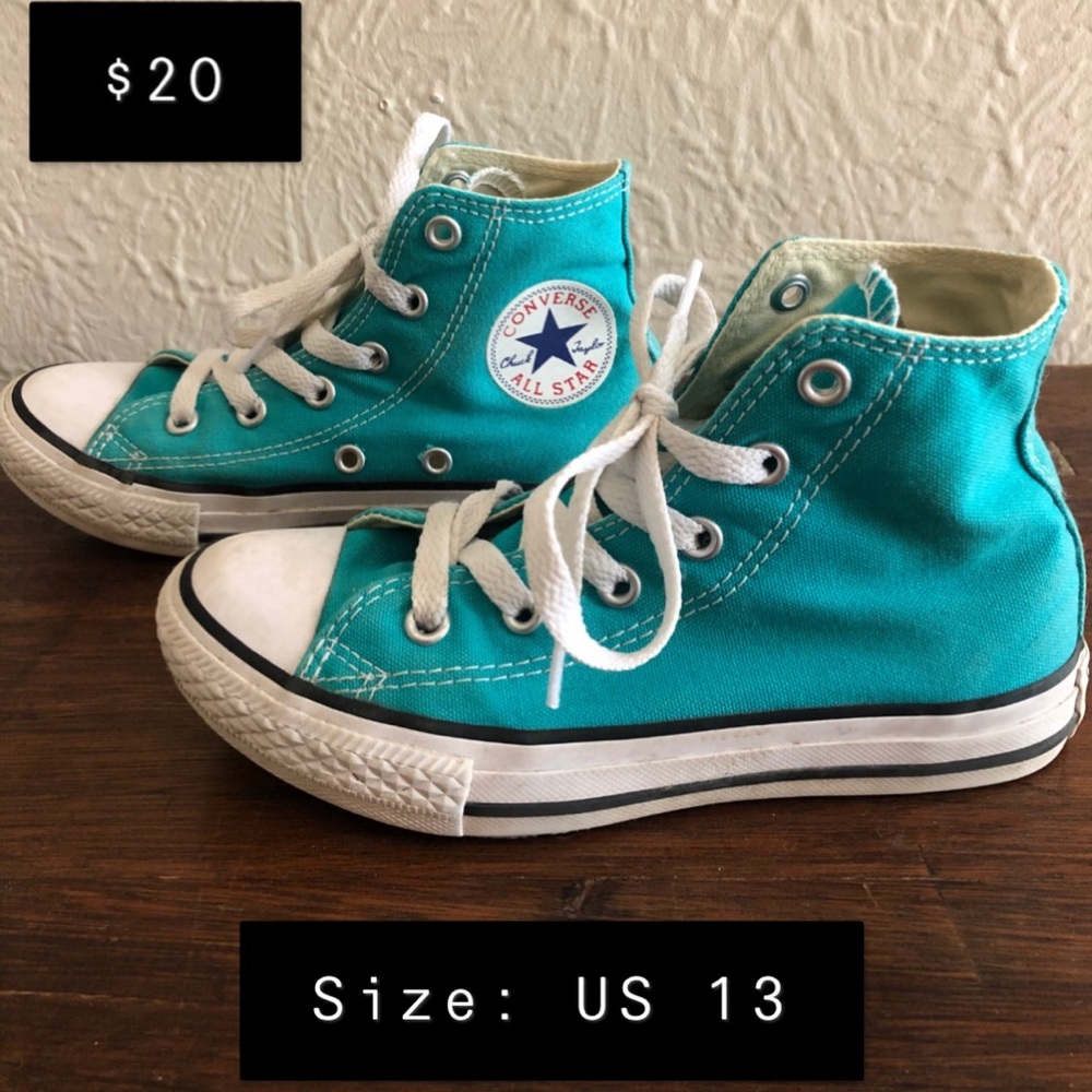 Girls Teal Hightop Converse